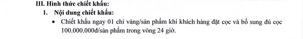 chiết khấu tại dự án